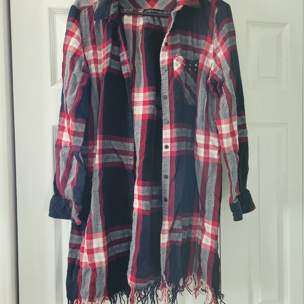 Zara Basic Denim Plaid Shirt Or Jacket